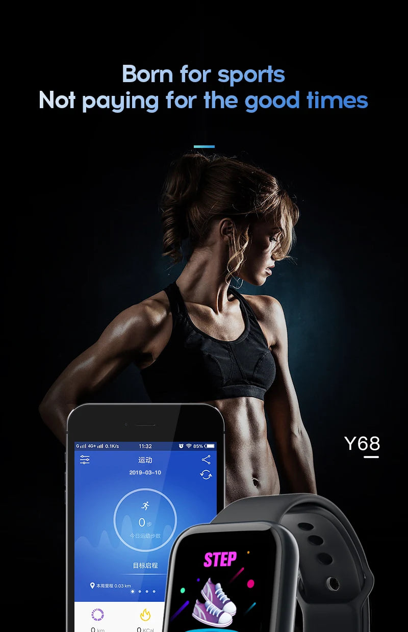 Bluetooth Smart Watches For Women Men Networked Phone Control Music Smartwatch Fitness Sports Bracelet Health Monitor Clock Y68