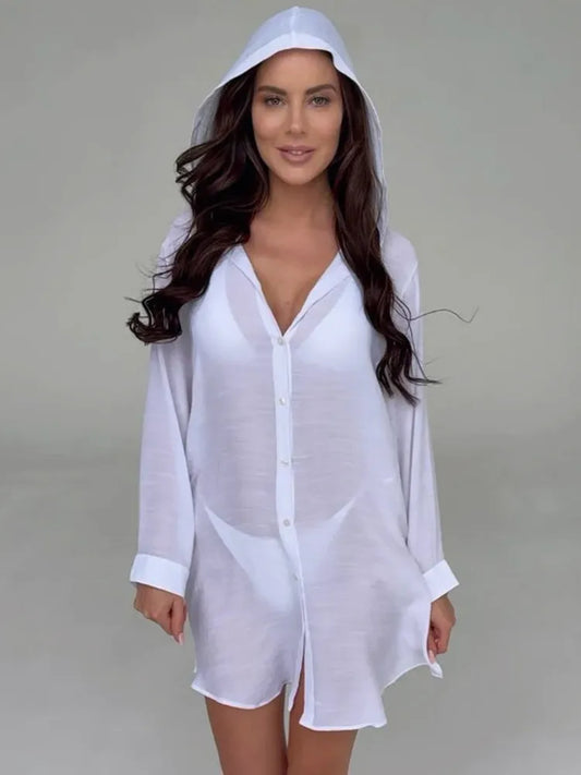 BKLD 2026 Women's Sun Protection Beach Shirts Dress New Arrival Vacation Casual Single-Breasted Long Sleeve Swimsuit Cover-Ups