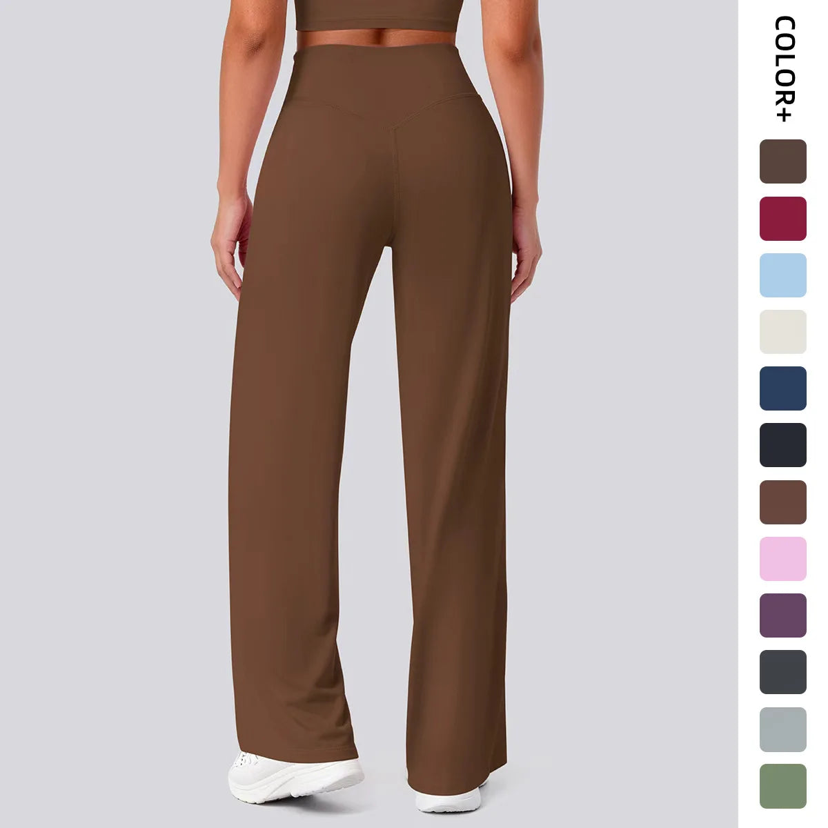 Rooftrellen Women's Sports Pants Bell-bottoms High Waisted Gym Loose Wide Leg Pants Solid Color Thin Fitness Sports Female Pants