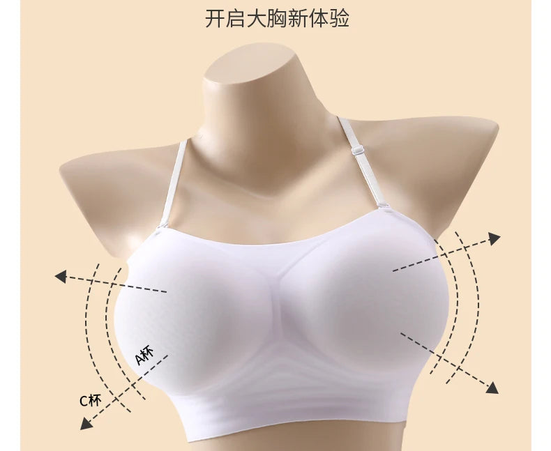 MOYISU Backless Halter Bra with Pads Cross Straps for Small Boobs, Volumizing Push Up Bralette, Strapless Plunge Dress Underwear
