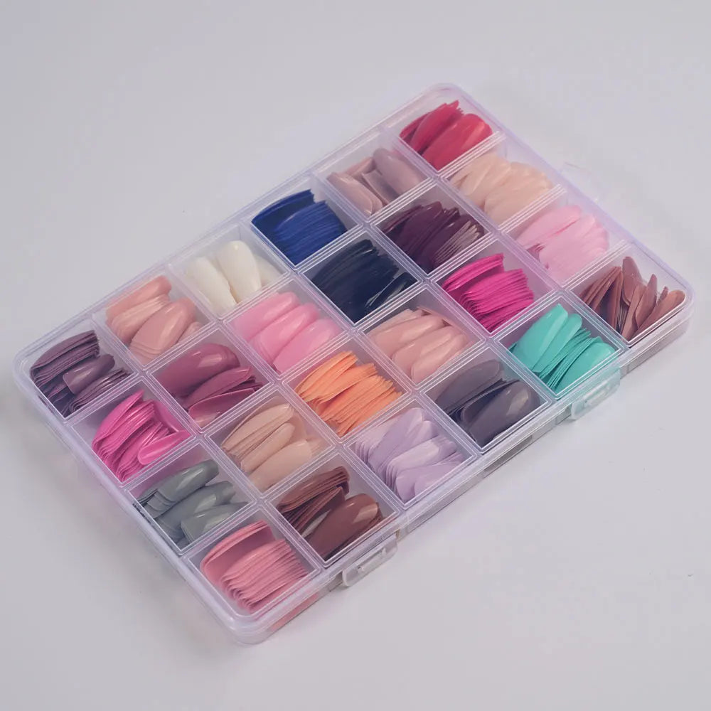 576Pcs Colorful Press on Nails Acylic Nails Tips Extension Square Ballet Full Cover Fake Nails Coffin Artificial Fingernails