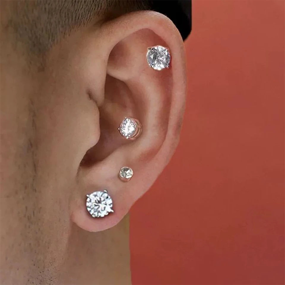 ZAKOL Crystal CZ Strong Magnetic Ear Stud Clip Earrings for Men Women Punk Round Zircon Magnet Earrings Non Piercing Jewelry