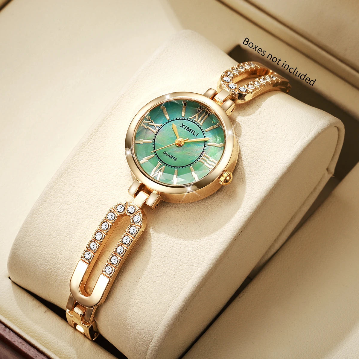 Fashion Roma Dial Women Quartz Watch Luxury Rhinestone Golden Bracelet Strap Ladies Wristwatches Relogio Feminino（Without Box）