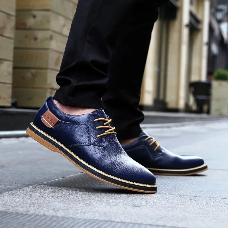 Men’s Genuine Leather Oxford Shoes – Casual Lace-Up Cow Leather (Zapatos Hombre)