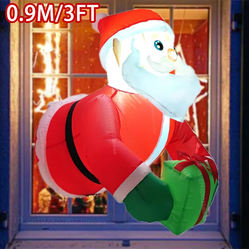 1pc Christmas Decoration Inflatable Toy Gift Snowman Penguin Built-in LED Lights Indoor Outdoor New Year Party DIY Garden Decor