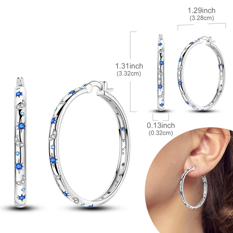 925 Sterling Silver Hoop Earrings with Zircon