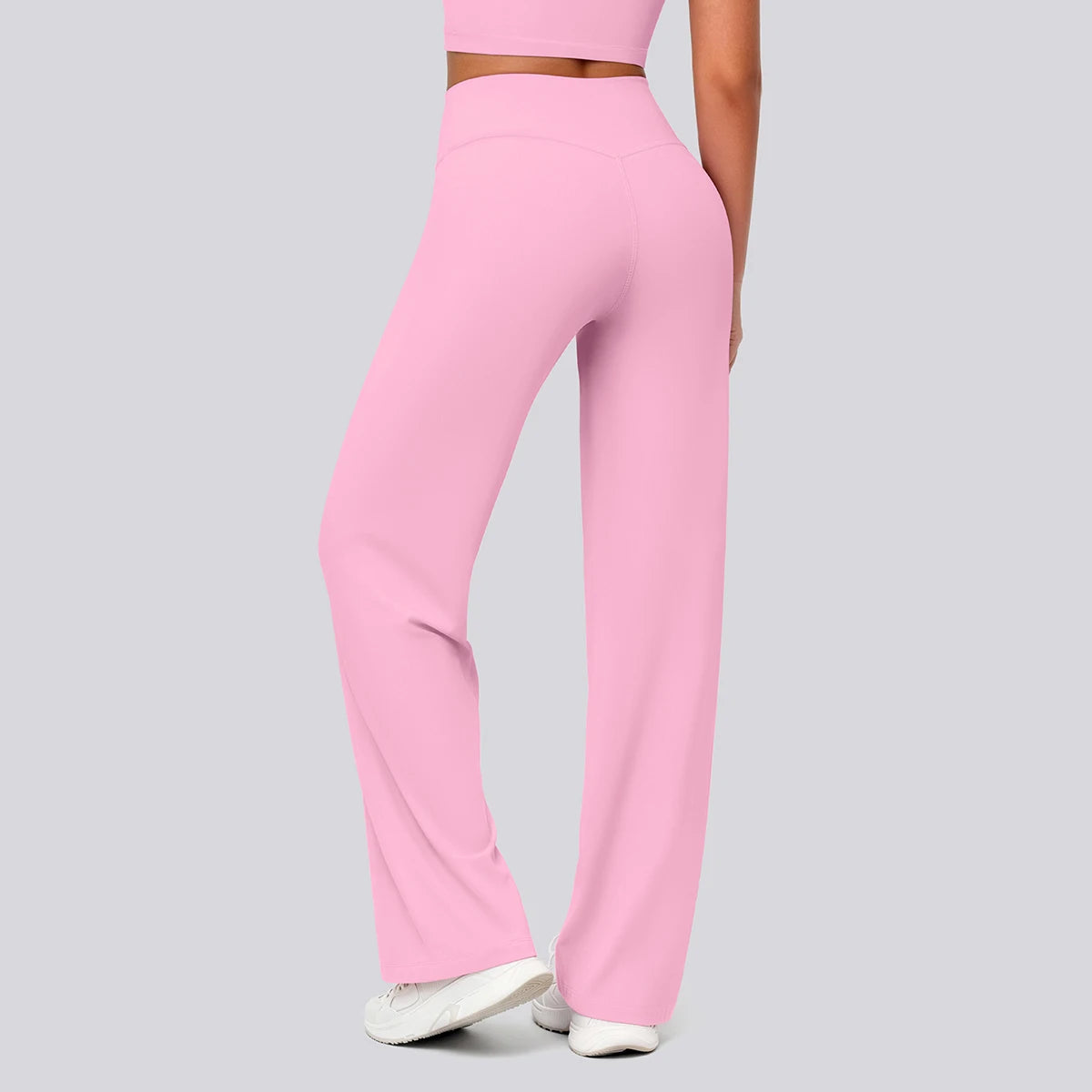 Rooftrellen Women's Sports Pants Bell-bottoms High Waisted Gym Loose Wide Leg Pants Solid Color Thin Fitness Sports Female Pants