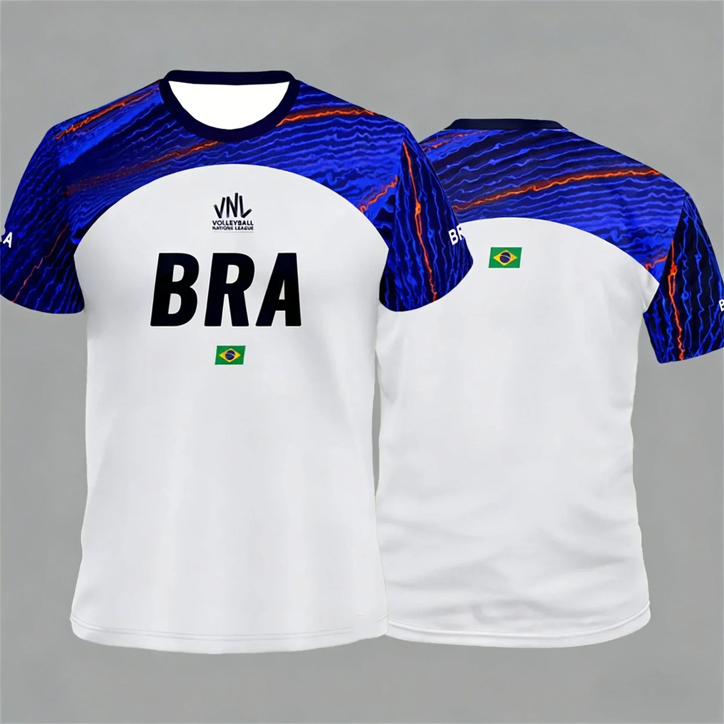 Brazil Volleyball Sports T Shirt 3D Contrast Design Loose Fit Quick Dry Short Sleeve Summer Top For Men Outdoor Fitness Wear