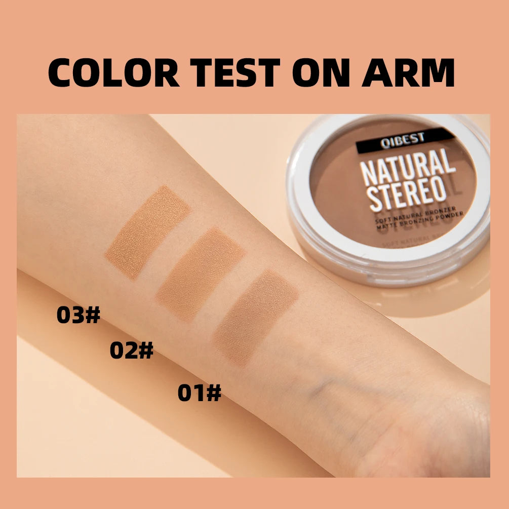 QIBEST Face Bronzer Makeup Contour Shading Powder Trimming Powder Cosmetic Face Concealer Highlighter Bronzer Palette For Women