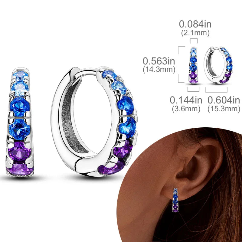 925 Sterling Silver Hoop Earrings with Zircon