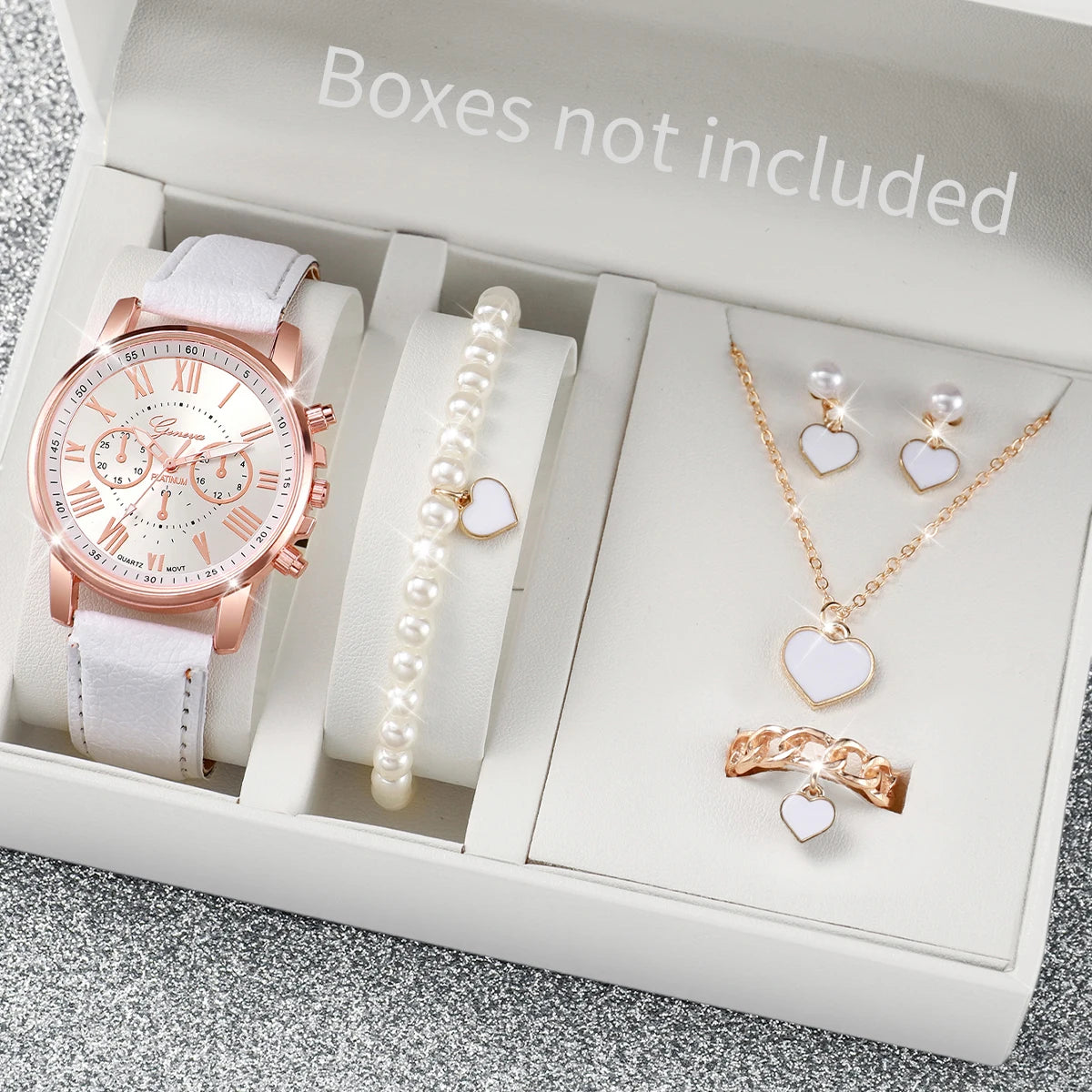 Women’s Fashion Quartz Watch & Jewelry Set – 5/6 PCS