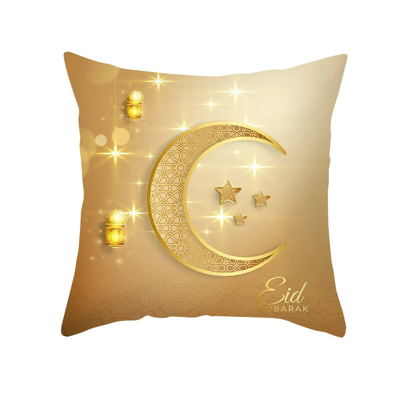 2026 Ramadan Islamic Pillow Cover – Moon & Mosque Design (45×45 cm)