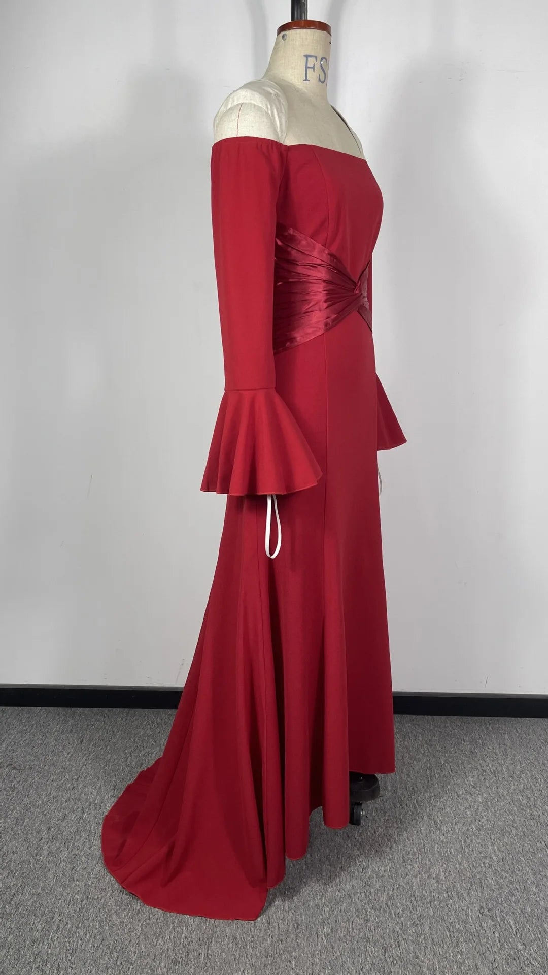 BKLD Red Dress 2026 Spring Women Clothing Sexy Off The Shoulder Flare Sleeve Fashion Splicing Folded Evening Dress Party