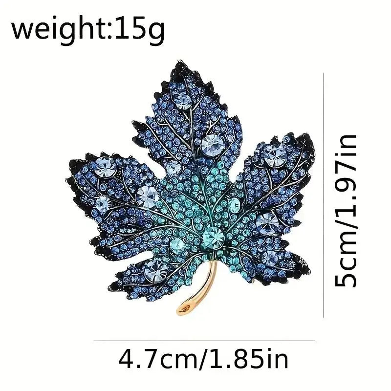 Trendy Red Maple Leaf Metal Brooches For Women Men Crystal Plant Brooch Party Birthday Winter Jewelry