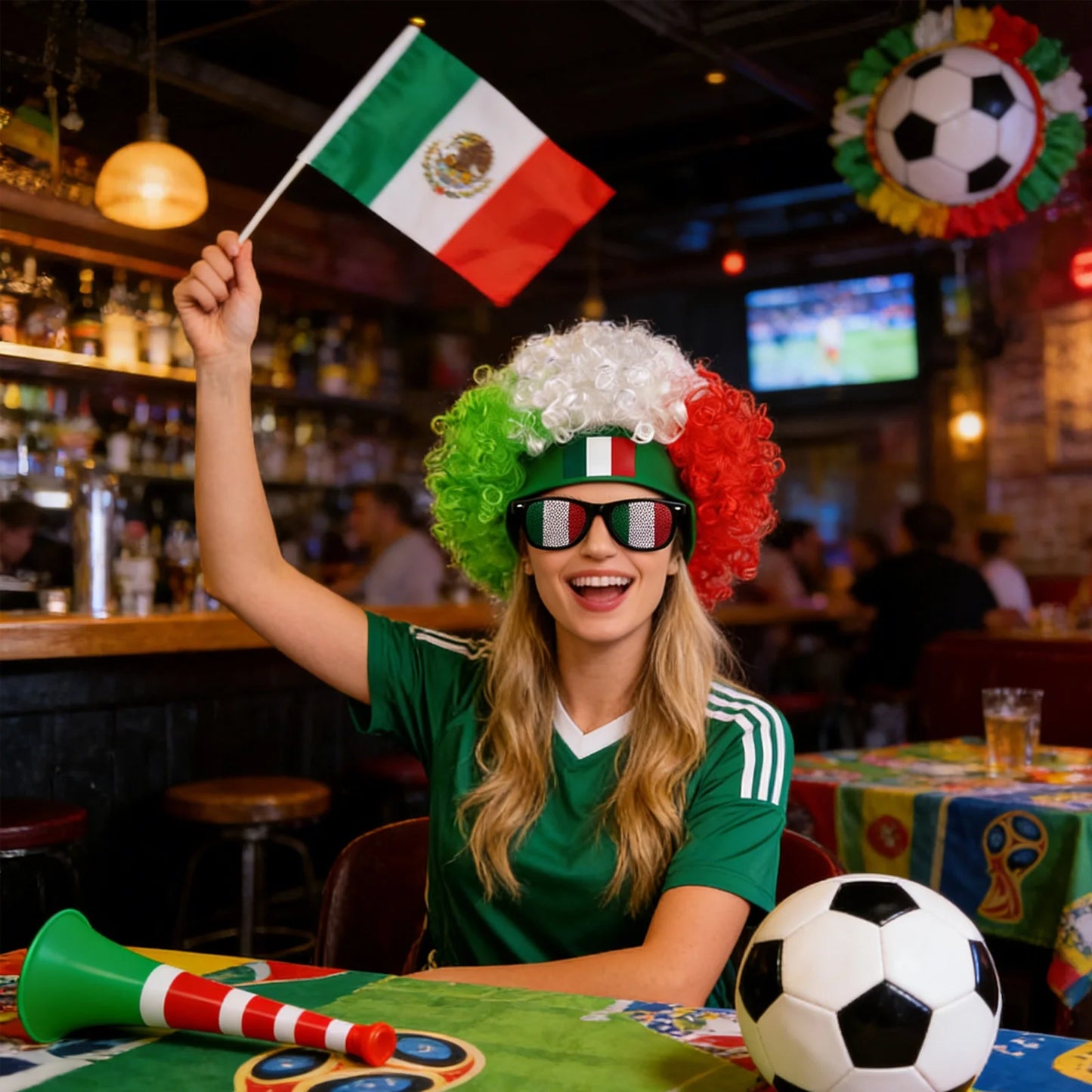 Football Fans Wig Hat Set 2026 - طقم قبعة وباروكة مشجعي كرة القدم 2026