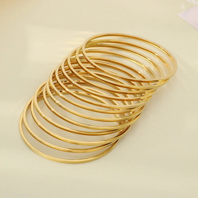 ZAKOL 2mm Width Stainless Steel Smooth Circles Bracelet for Women Minimalist Fashion Waterproof Stackable Jewelry
