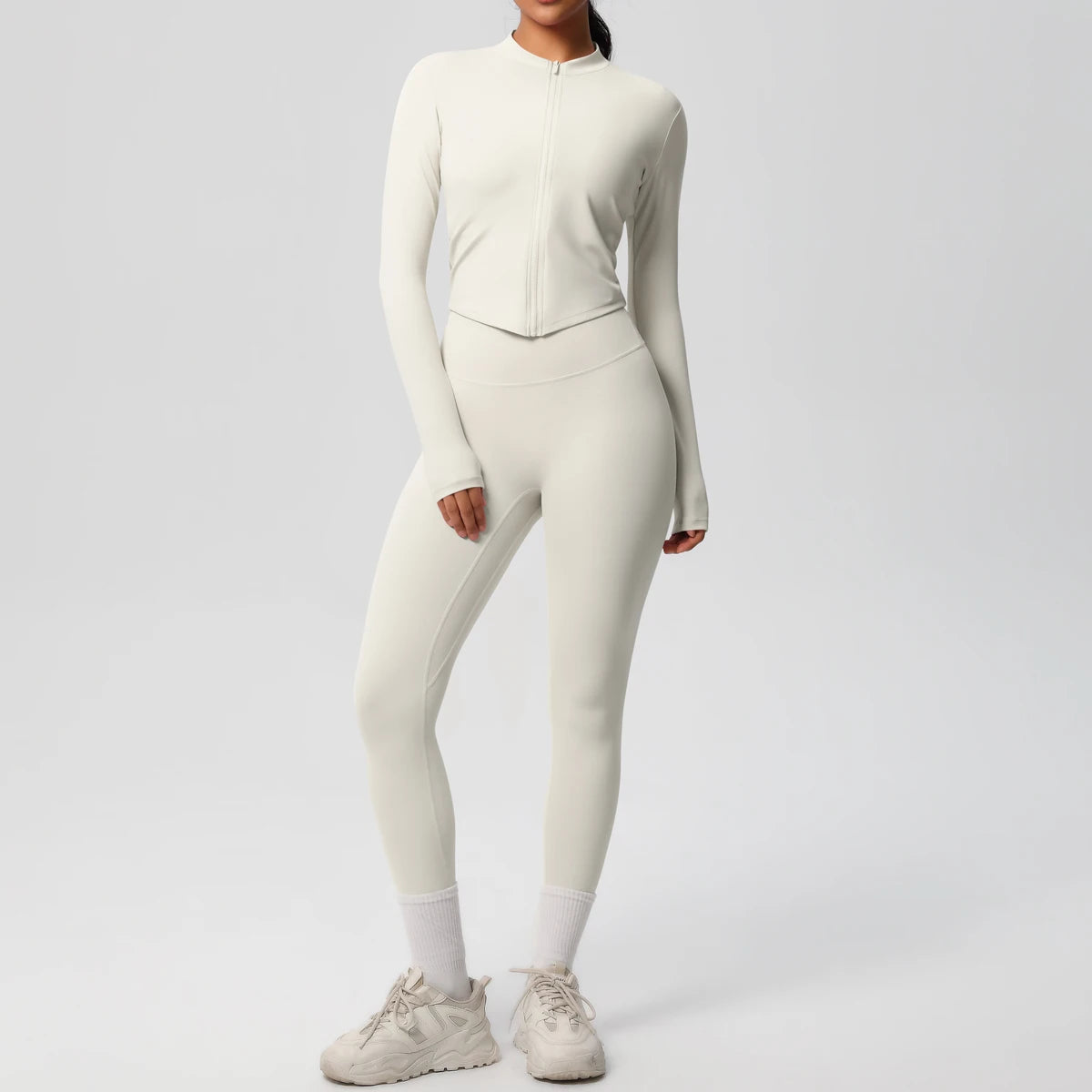 Hot Sale New Yoga Suit for Women Solid Color Yoga Zipper Long Sleeves Slim Casual Jacket Top Quick Drying Fitness Pants Gym Set