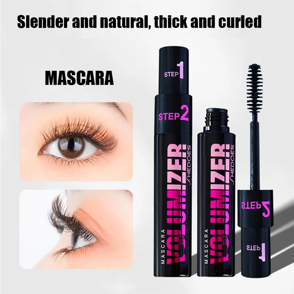 2 in 1 Curling Mascara Eye Cosmetics Waterproof Long Lasting Not Blooming Black Natural Thick Curling Lengthening Mascara Makeup