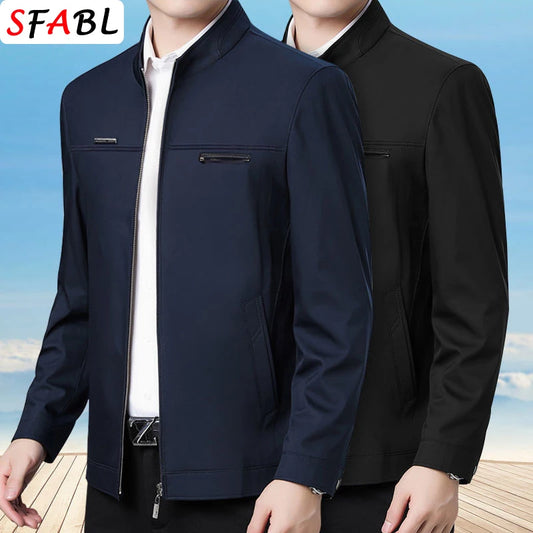 Men’s Business Casual Jacket – SFABL Zipper Outerwear for Spring & Autumn