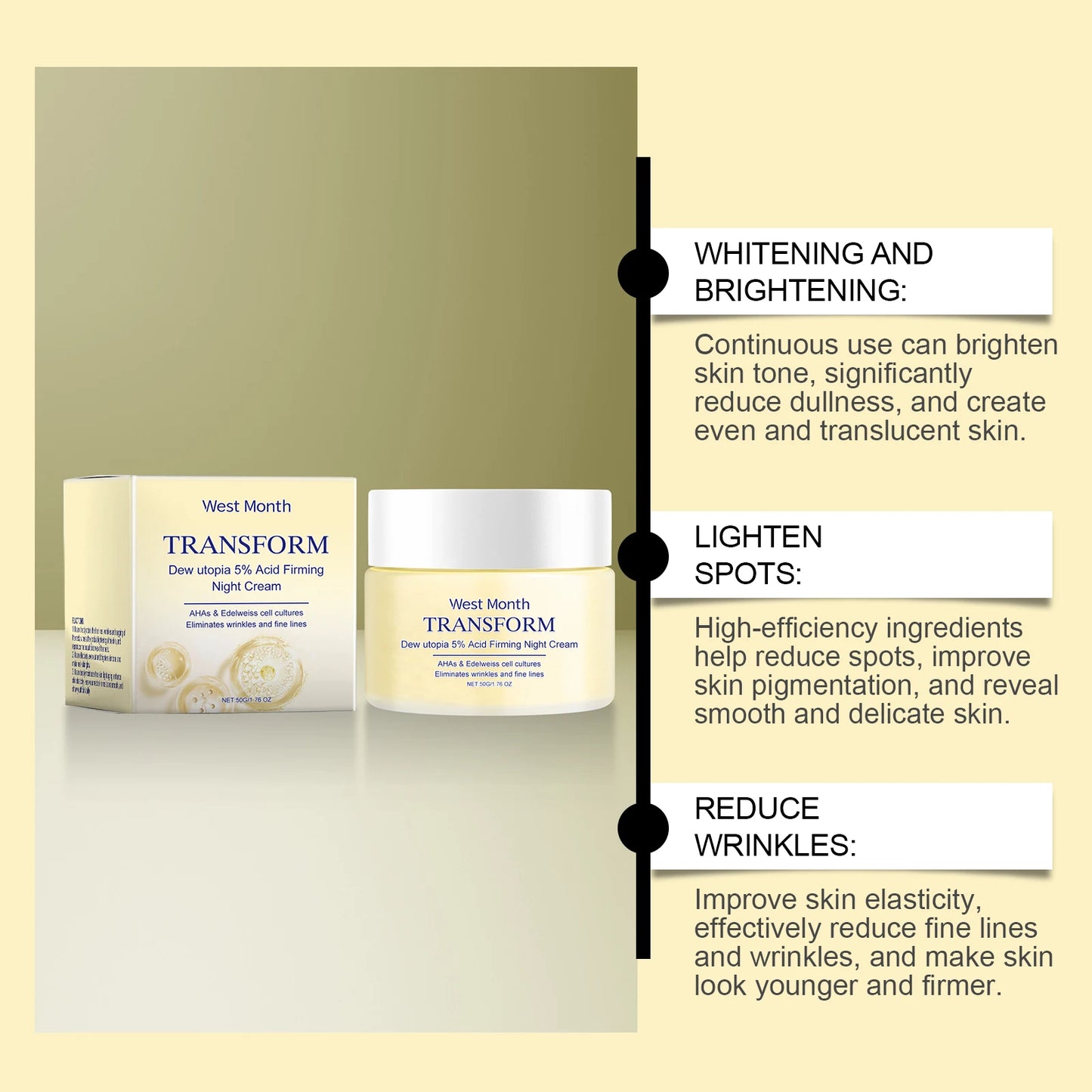 WEST MONTH Firming Night Cream Effectively Fight Wrinkles, Eeduce Fine Lines and Wrinkles, Tighten the Skin Firming Cream