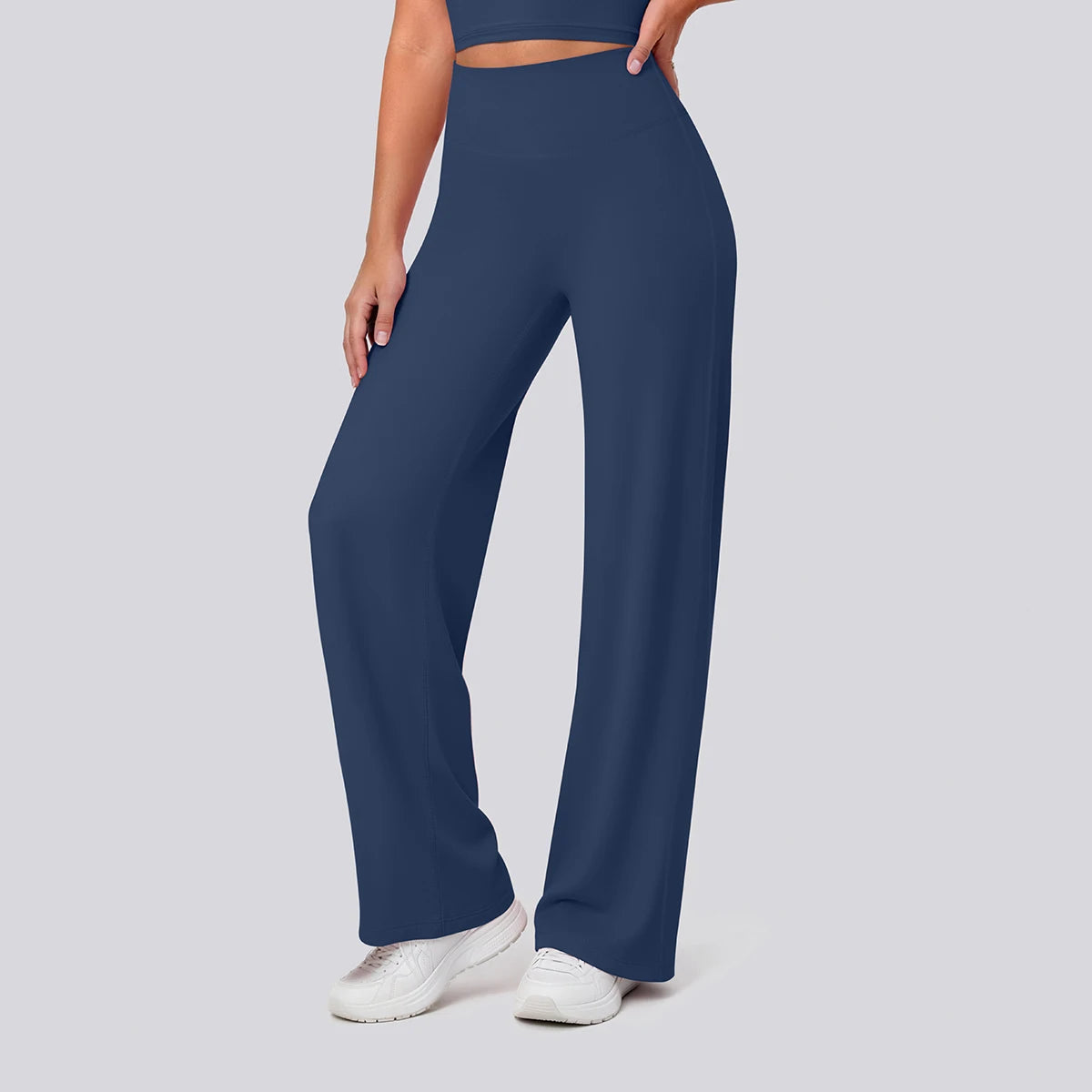 Rooftrellen Women's Sports Pants Bell-bottoms High Waisted Gym Loose Wide Leg Pants Solid Color Thin Fitness Sports Female Pants