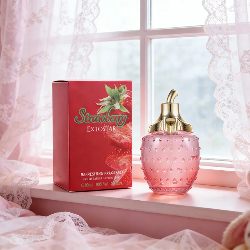 Popular Russian Women's Dating Perfumes Cute Strawberry Design Oriental Notes, Rose And Jasmine, Fresh Charming Fragrance Spray