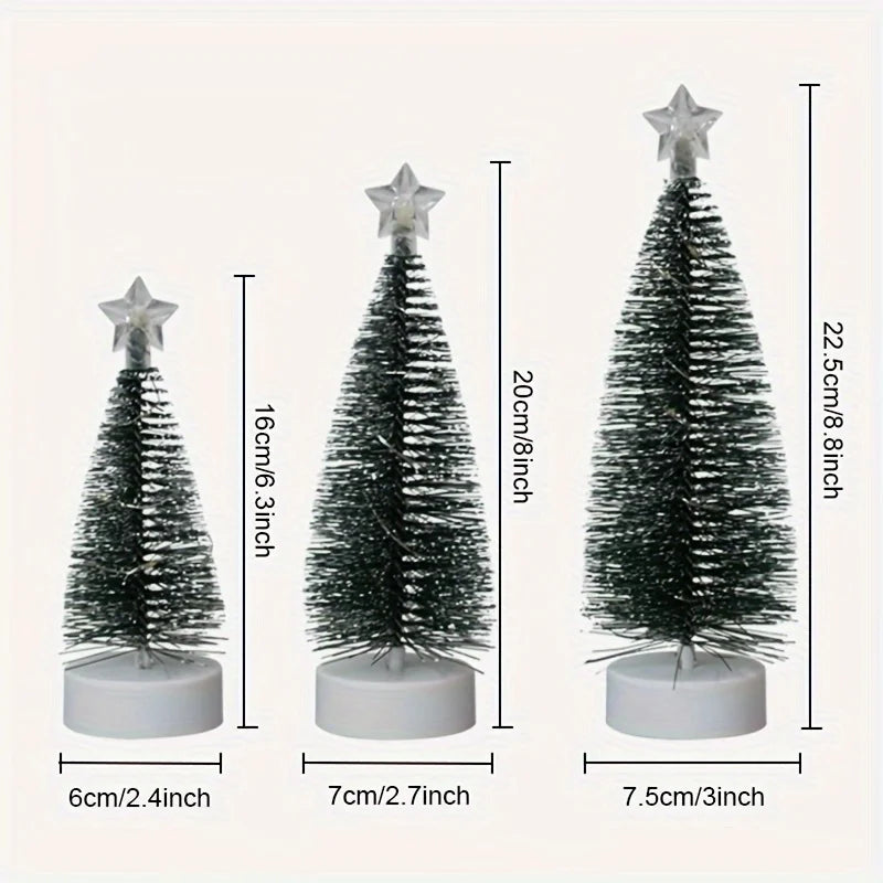 3pcs Large, Medium, And Small Christmas Trees, LED Wire Light Trees, Decorations, Scene Arrangement Additions, Holiday Lighting