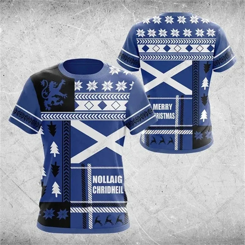 Men s Short Sleeve T Shirt with Scotland Flag Design 3D Printed Quick Dry Breathable Family Style Loose Casual for Adults Kids