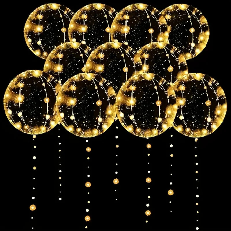 20pcs Set Bobo Balloons with LED Lights,20-Inch Transparent Bobo Balloons,for Parties,Weddings,Christmas,and Outdoor Decorations