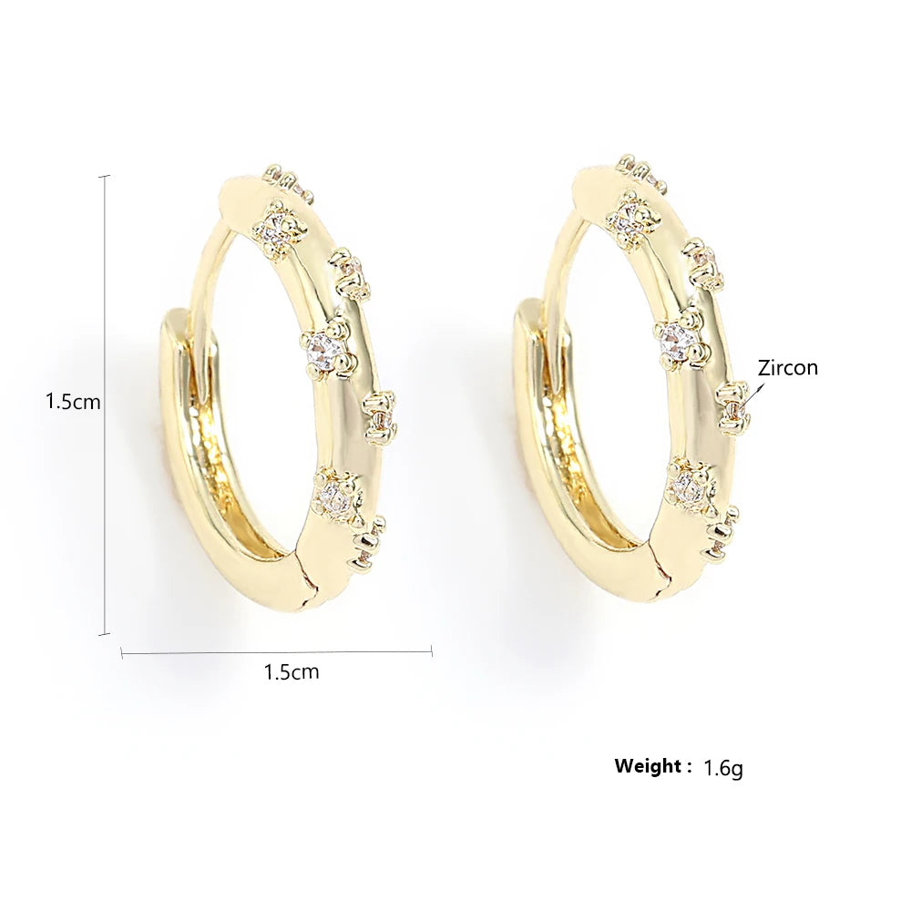 Trendy Gold Color Crystal Stainless Steel Round Earrings For Women Imitation Pearl Metal Earring Party Everyday Jewelry