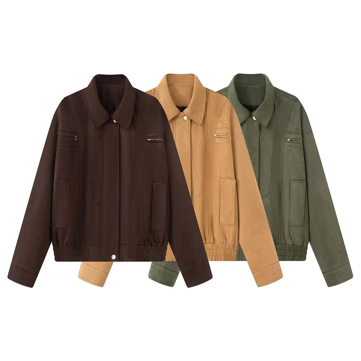 Vintage Women Leather Jacket 2026 New Autumn Winter Solid Zipper Lapel Collar Short Coat Long Sleeve Pockets Fashion Outerwear