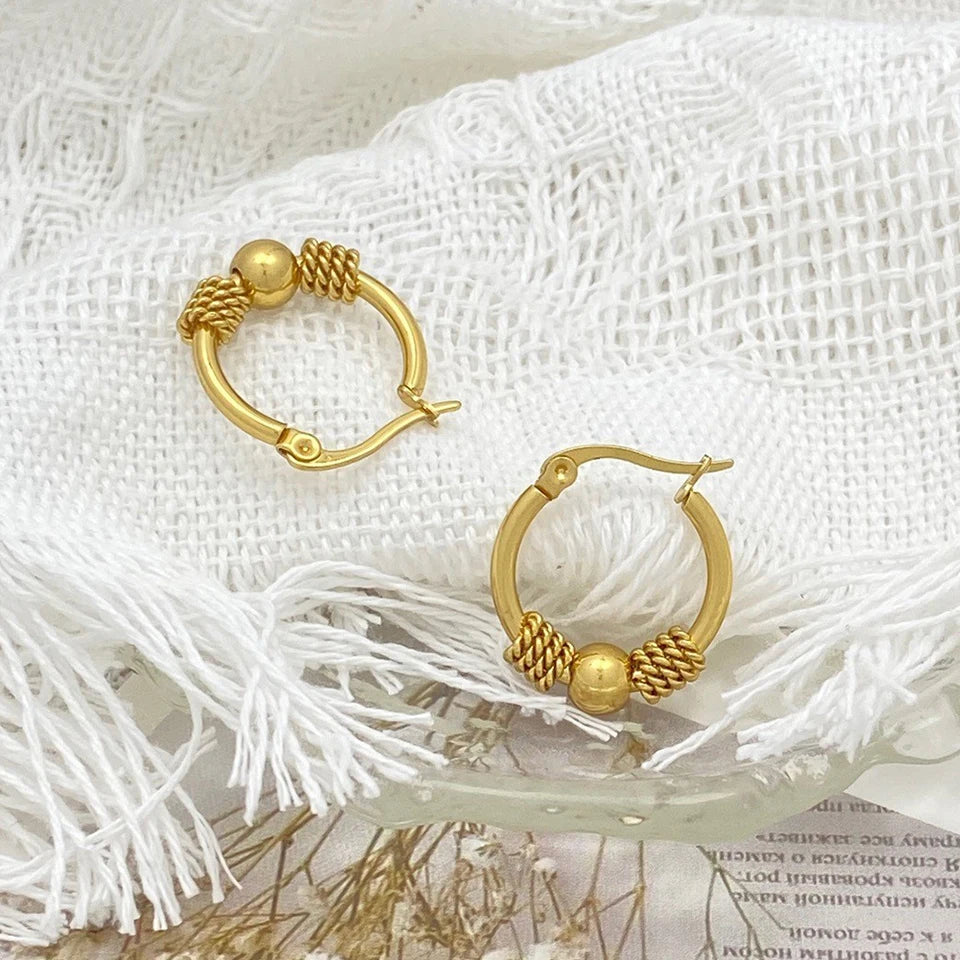 ZAKOL 316L Stainless Steel Golden Hollow Woven Circular Shape Earrings For Womens Fashion Trendy Ear Jewelry Lady Party Gift