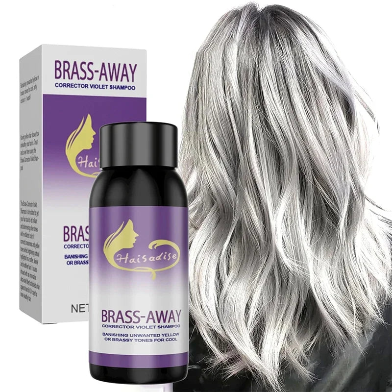 30ML Gray Color Fixing Hair Dye Shampoo Cover Gray Hair Fade Yellow After Bleach Hair Shampoo Non-irritating Purple Shampoo