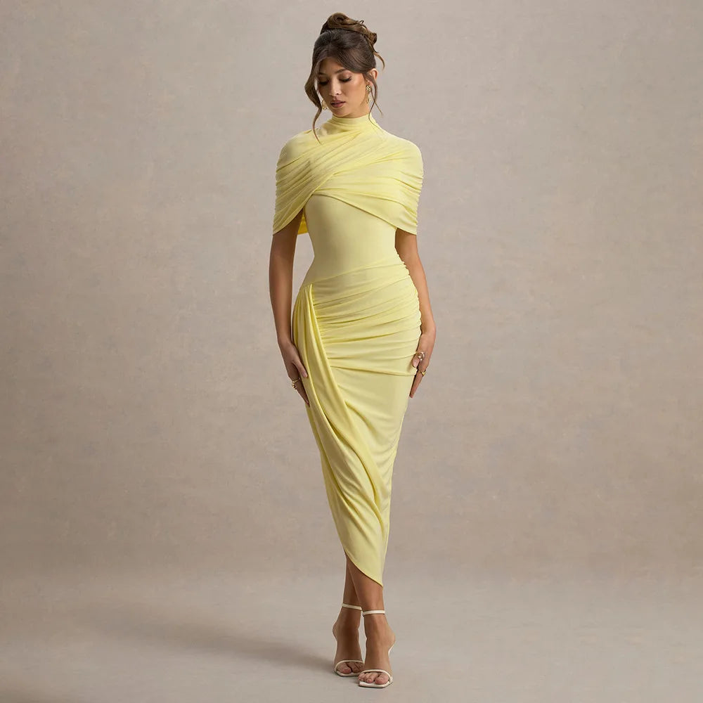 Chic Irregular Pleated Ruched Strapless Dress Women Sleeveless Off Shoulder Slim Short Dresses 2026 New Lady Evening Party Gowns