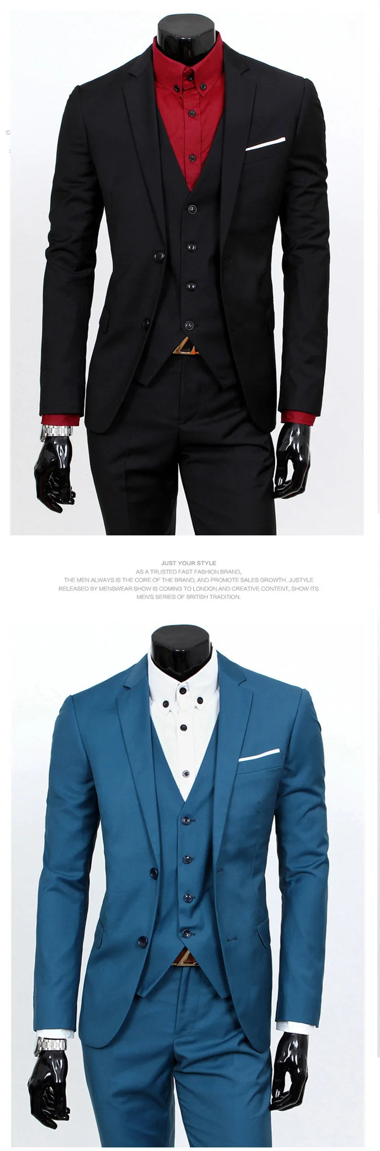 Spring Autumn New Fashion Men's Trendy Slim Business Solid Color 3 Pieces of Suits Sets Single Greasted Blazers Waistcoat Pants