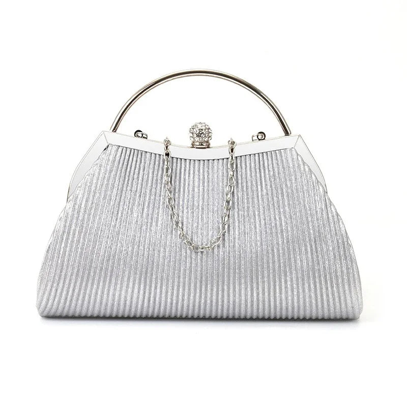 Ladies' Wedding Clutch Bag Cross-border Diamond-encrusted Dinner Bag Folded Metal Handbag Mini Bag