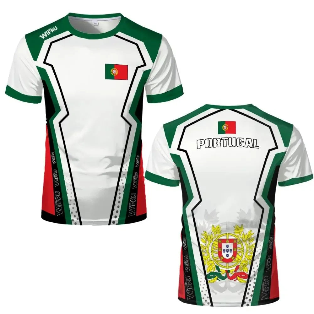 2026 Summer Portugal Flag Print Soccer Jersey 3D Print Breathable Quick Dry Family Style for Kids Adults Outdoor Training Sports
