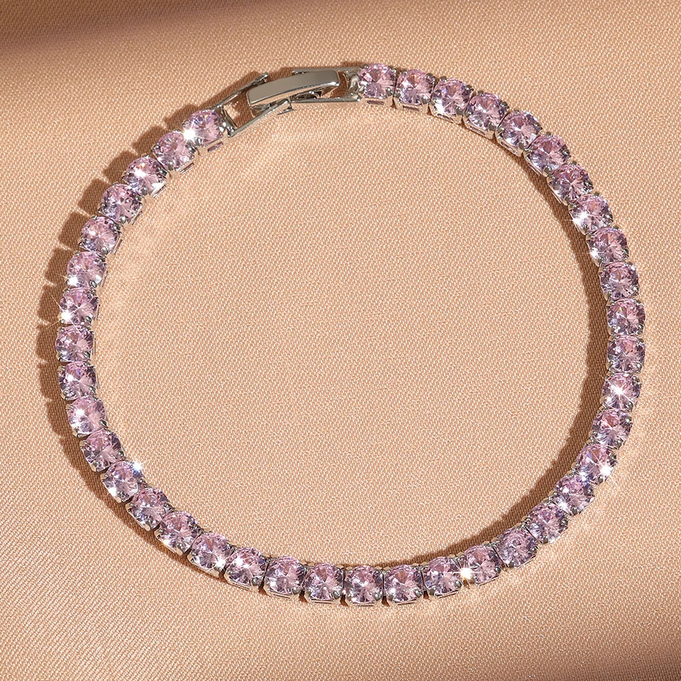 ZAKOL Sweet Fashion Pink Heart Cz Stacking Bracelets for Women Girls Shiny Cubic Zirconia Cuff Bracelet Bangles Jewelry Gift