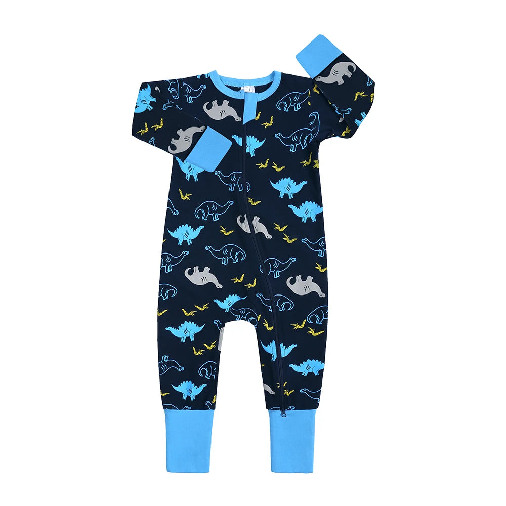 Spring Long Sleeve Baby Romper Newborn Jumpsuit Toddler Boy Girl Cotton Soft Onesie Pajamas Double Zipper Bodysuit Fall Clothes