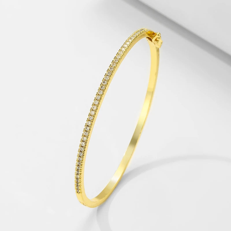 ZAKOL Brand New Blue Turquoise Micro-intact Zircon Bracelet Bangle for Women Shiny CZ Tennis Bracelet Delicate Jewelry Gift