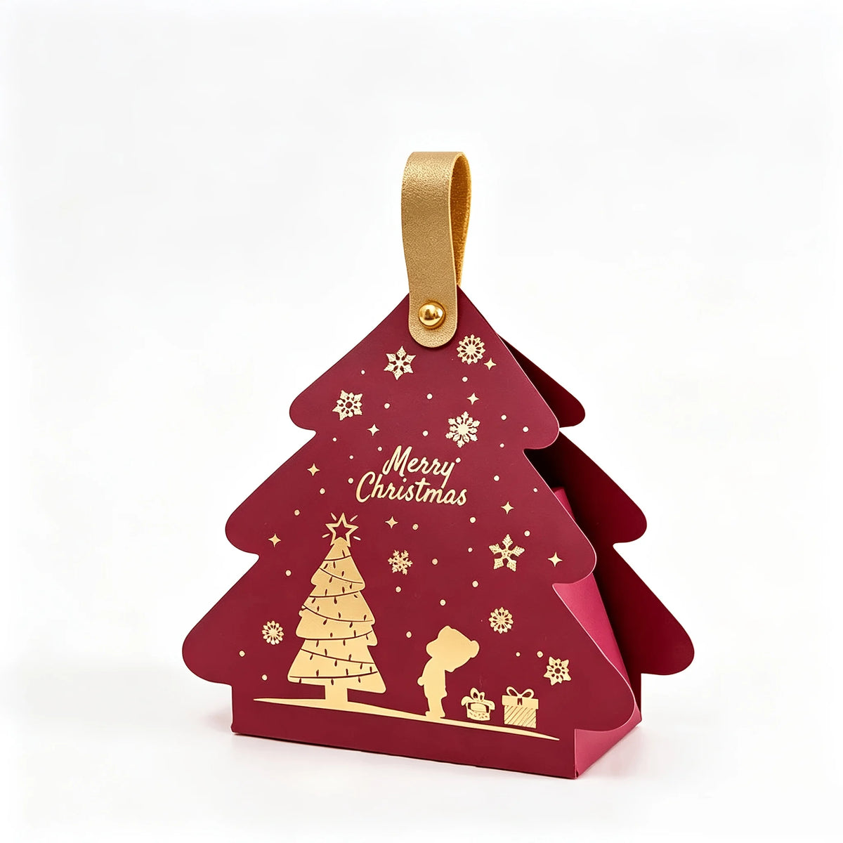 Christmas Tree Shaped Gift Box Set with Handle, Portable Paper Gift Bags,for Holiday Party Favors And Christmas Tree Decorations
