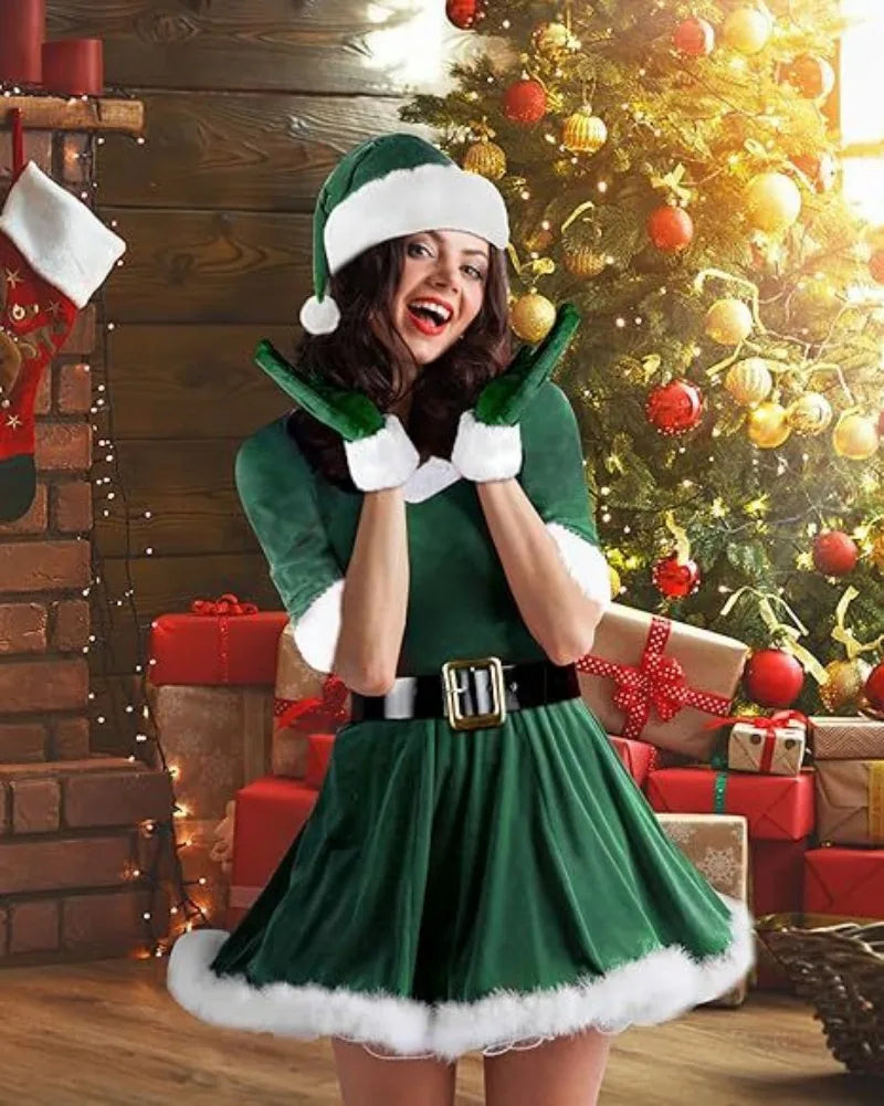 4-Piece Santa Claus Costume, Ladies Santa Dress Santa Claus Costume