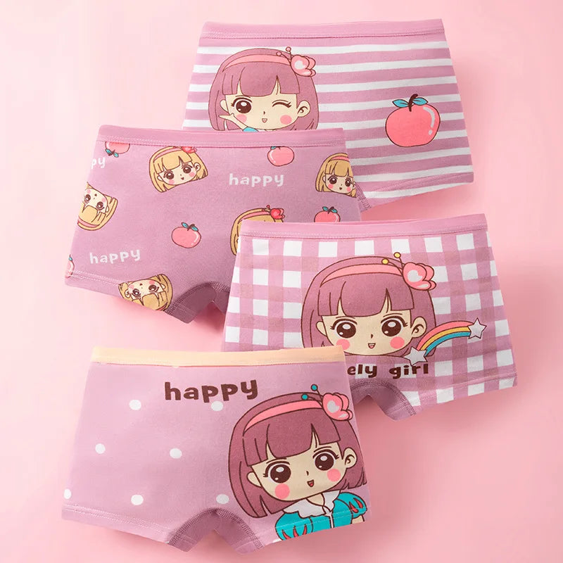 4pcs/Lot Kids Girl Underwear Set Girls Cotton Cute Printing Briefs Boyshorts Comfortable Safety Panties Children Cartoon Clothes