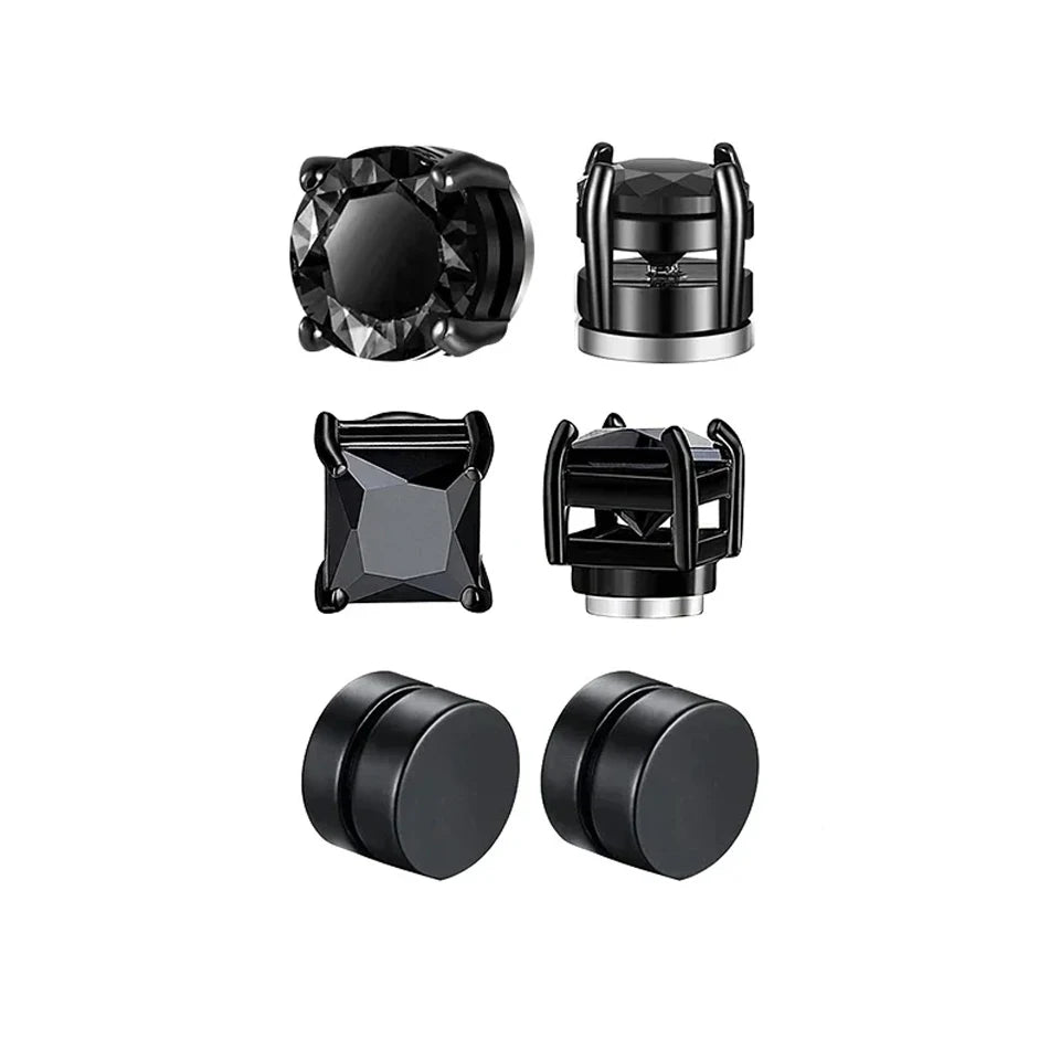 ZAKOL Crystal CZ Strong Magnetic Ear Stud Clip Earrings for Men Women Punk Round Zircon Magnet Earrings Non Piercing Jewelry