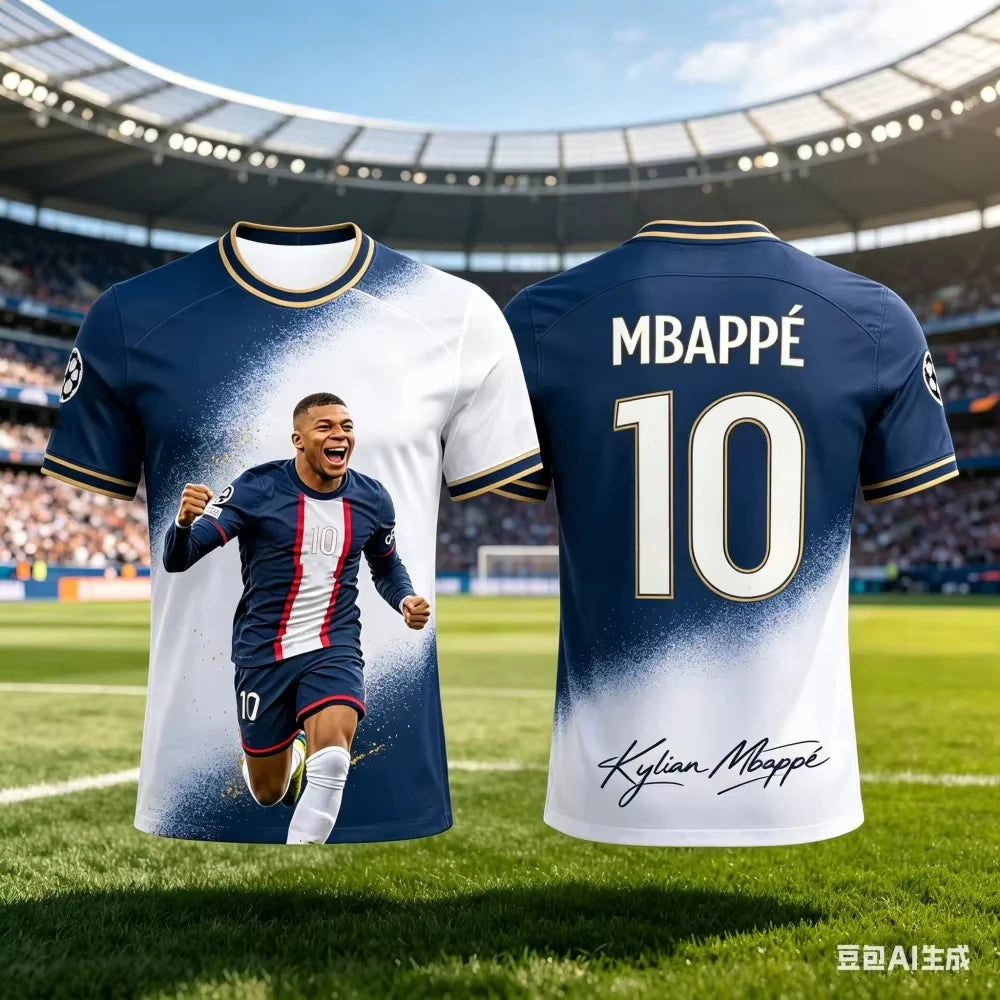 Mbapp 3D Printed Soccer T Shirt Family Set for Adults Kids Quick Dry for Outdoor Sports Fitness Training Daily Casual