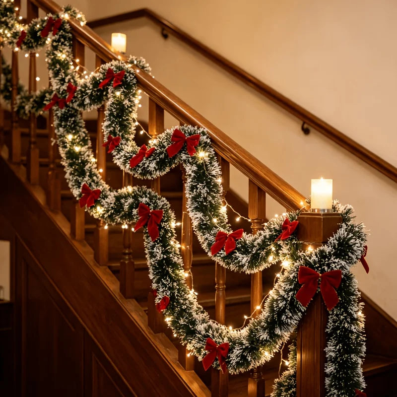 78.7-inch Artificial Cedar Branch Christmas Vine,Suitable for Front Doors, Porches, Mantels, Stair Railings,Christmas Home Decor