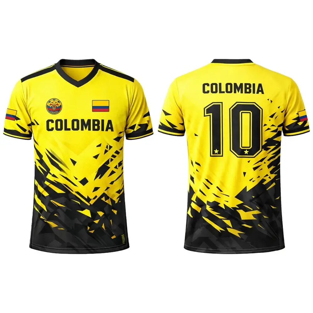 Mens Summer Sports T Shirt Colombia Flag Series 3D Print Quick Dry Breathable Short Sleeve for Football Training