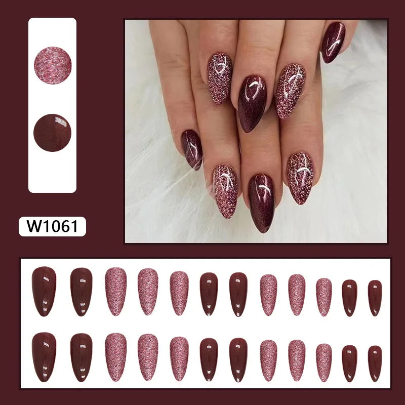 Leopard Print Pink Gradient Press-On Nails – 24PCS