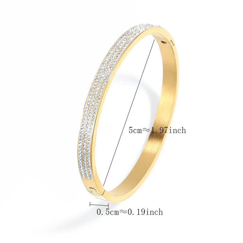 ZAKOL 4pc Gold Color Micropaved Zirconia Decorated Stainless Steel Bracelets Fashion Non-fading Jewelry Wholesale