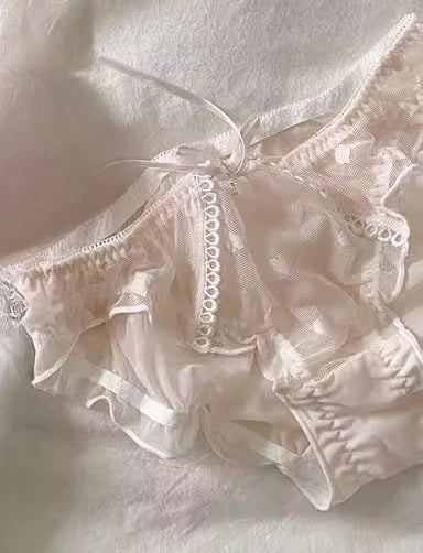 European Style Japanese Lingerie Set, Sweet Heart Pattern Bralette Small Breasts, Comfortable Wireless Anti-Sagging Bra & Brief